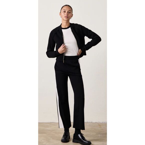 NSF Riley Wide Leg Jersey Pant in Black/White NWT Size XS - Picture 1 of 8